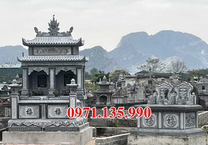Mộ đá song thân - Mẫu mộ phu thê bằng đá đơn giản đẹp bán Đồng Tháp
